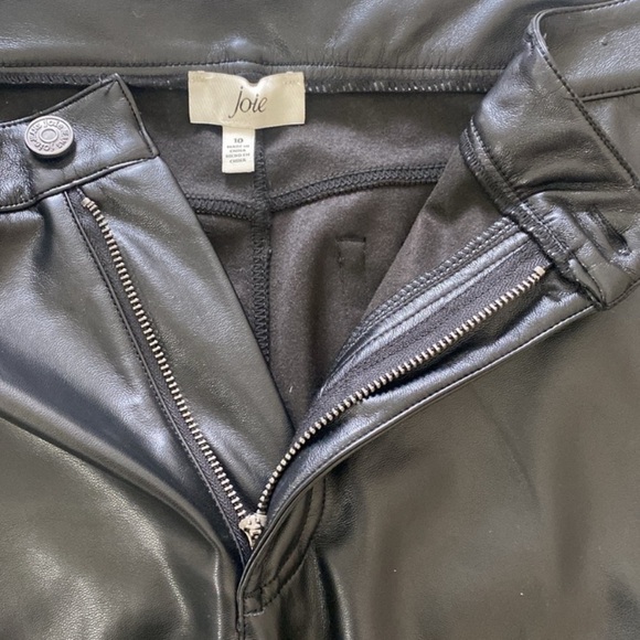 Joie Straight Faux Leather Pants Zip Fly Black Size 10 - Picture 7 of 12
